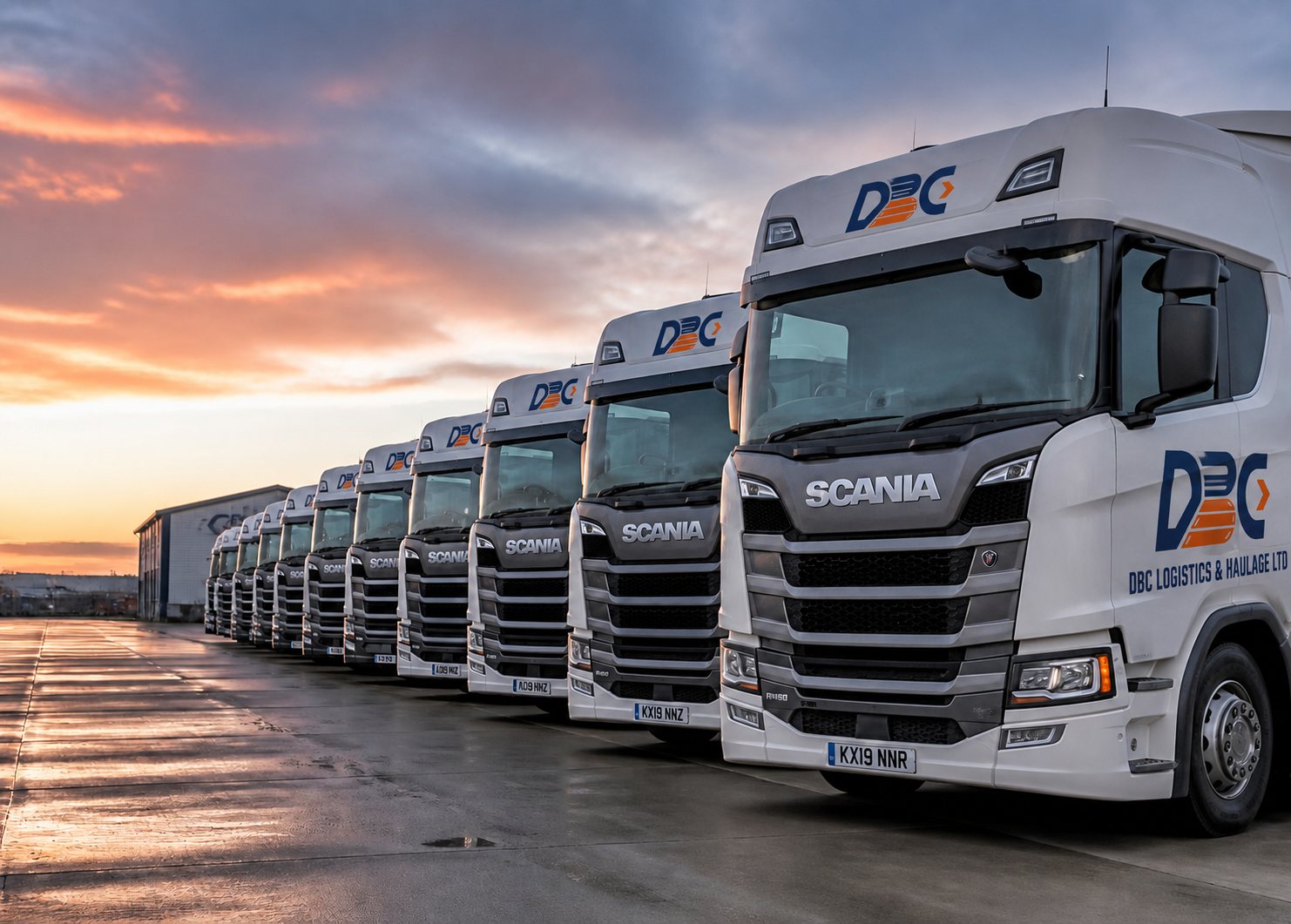 HGV fleet at a haulage depot