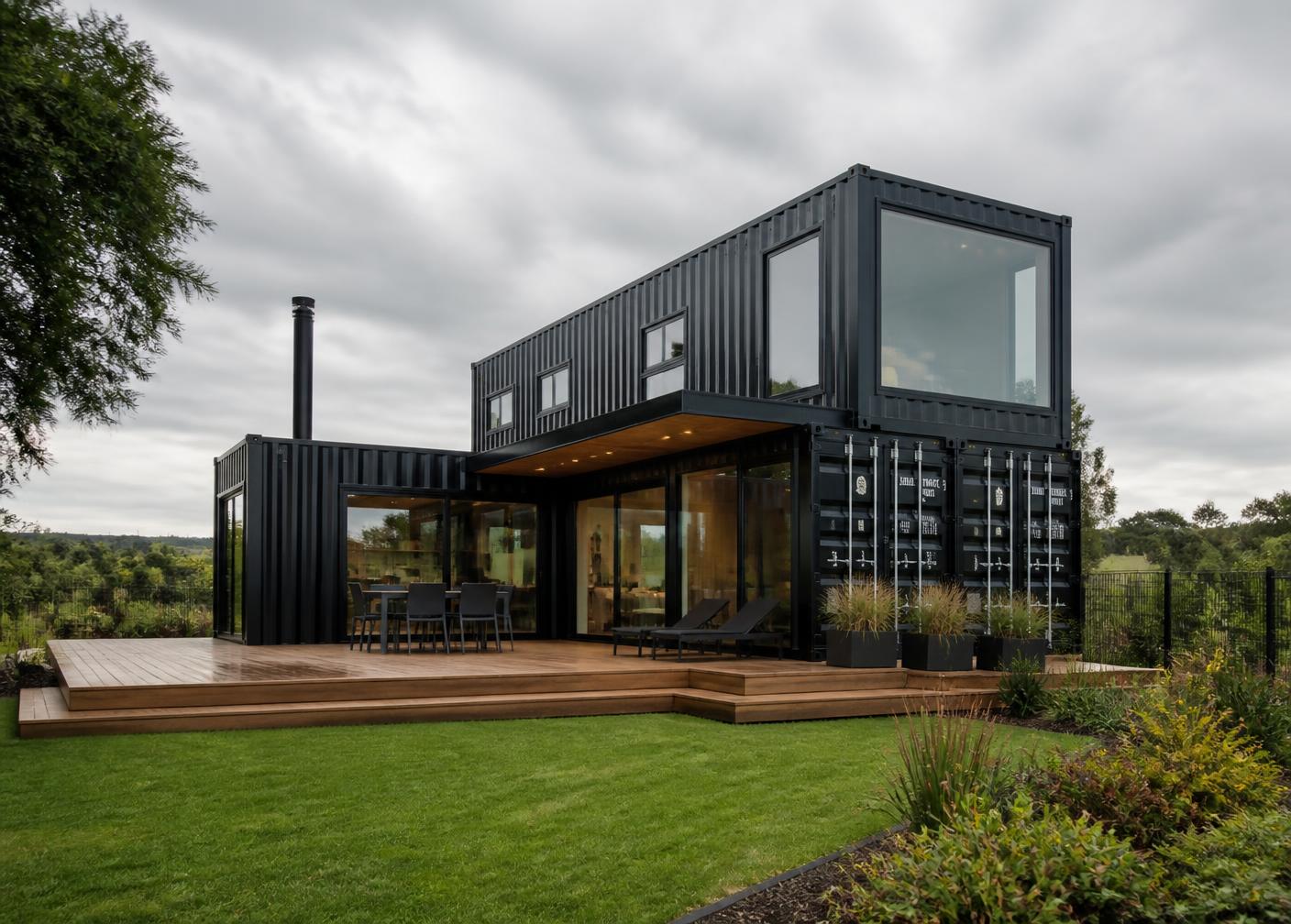 Modern modular home built from shipping containers